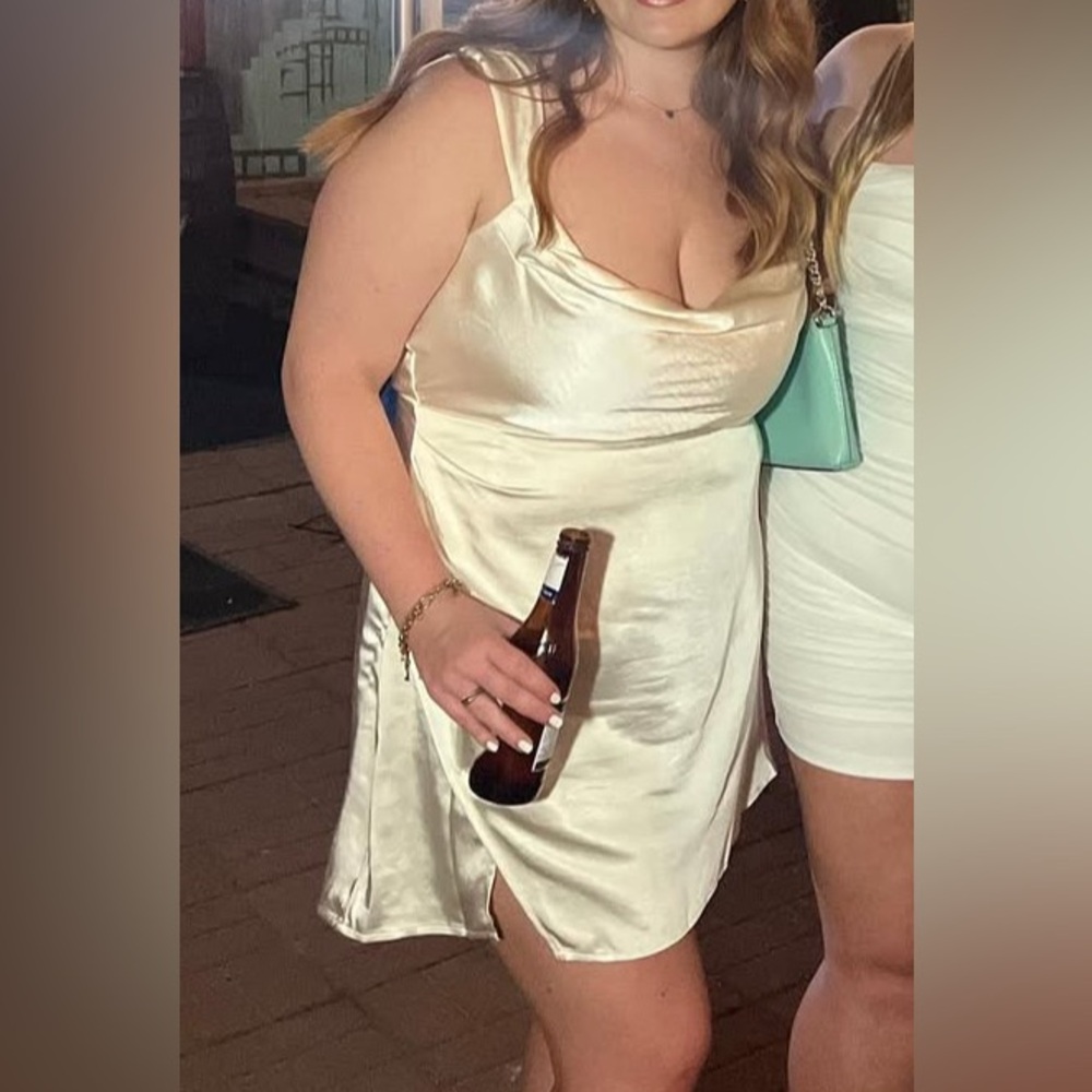 White Satin Mini Dress